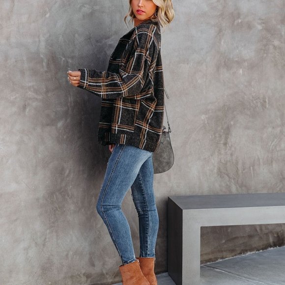 LAST ONE - AUGGIE POCKETED SOFT PLAID SHACKET - Picture 4 of 11